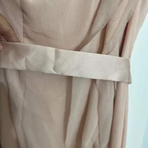 NWT Vera Wang White Pink Chiffon One Shoulder Ruffled Dress - Size 8 - Picture 4 of 11